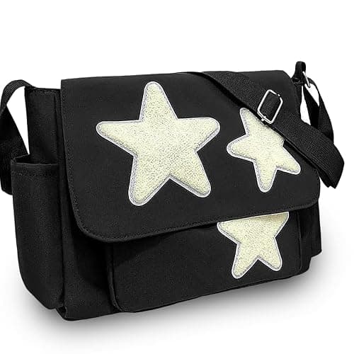 Cute Messenger Bag, Aesthetic Crossbody Bag, Y2K Star Grunge Bag Emo Shoulder Tote Purse for Women - Image 1