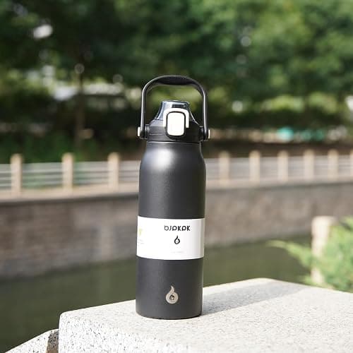 BJPKPK Insulated Water Bottles with Straw, 57 oz Sports Water Bottle with One-handed Opening Lid, BPA Free Leakproof Easy Carry Jugs, Flasks for Gym Sports Outdoors, Black thumbnail 2