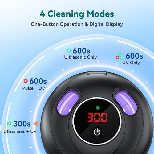 Dental Ultrasonic Retainer Cleaner Machine - 45kHz Dental Cleaning Pod with 4 Modes, Digital Timer & 200ML Capacity for Denture, Mouth Guard, Aligner, Night Guard, Braces, Toothbrush Head & Jewelry thumbnail 5