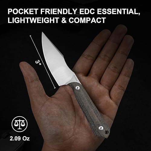 Kizer Mini Harpoon Fixed Blade Knife with Sheath, AEB-L Blade Hunting Knife with Micarta Handle, Camping Fixed Blade Small EDC knives for Hiking, Survival 1040SM2 thumbnail 3