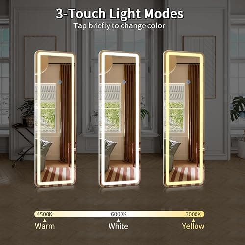 Koonmi Full Length Mirror Door Hanging with LED Lights 48"x16" thumbnail 3