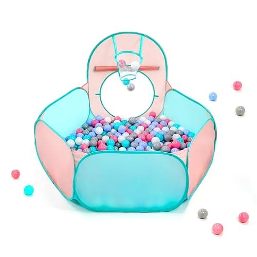 3 in 1 Pop Up Kids Play Tent with Tunnel and Ball Pit for Kids, Boys, Girls, Babies and Toddlers, Indoor/Outdoor Playhouse,Orange Pink/Light Green - Orange/Green thumbnail 4