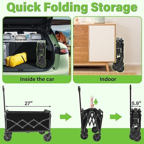 Wagons Carts Foldable - Collapsible Wagon Cart with Wheels – Folding Foldable Wagon Small Portable Lightweight for Sports, Camping, Storage, Travel, Shopping thumbnail 8