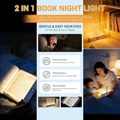 DENEZE White Smart Led Reading Light, Book Light Treasure Box, Rechargeable Clear LED Flat Reading Light with 3 Colors & Timer, Doodleable Study Lamp, The Quiet Reader's Dream Lights thumbnail 6