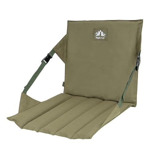 Night Cat Stadium Seat Cushion: Folding Portable Bleacher Seat Pads with Back Support for Camping Outdoor Sports Army Green - Image 1