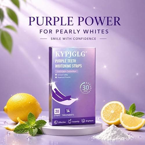 Purple Teeth Whitening Strips – V34 Color Correction, Teeth Whitening Strips for Brighter Smile, Helps Neutralize Yellow Tones, Gentle Whitening for Sensitive Teeth, 28 Strips (14 Treatments) thumbnail 7
