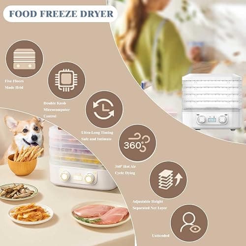 Freeze Dryer Machine for Home with 5 Trays, Compact Freeze Drier Digital Adjustable Timer & Temperature Control, for Fruits Meat Herbs Candy thumbnail 4