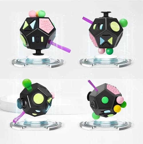 VCOSTORE Fidget Cube for Kids Adults, Fidget Toys for Anxiety, Cube Fidgets Toy Anti Stress Autism OCD ADHD, 12 Sided Sensory Toys for Adult Girls Boys Teens thumbnail 2