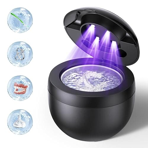 Retainer Cleaner, 45kHz Ultrasonic Retainer Cleaner Machine with 200ML Capacity & 4 Modes for Dentures, Aligners, Mouthguards, Retainers, Jewelry and Oral Appliances - Image 1