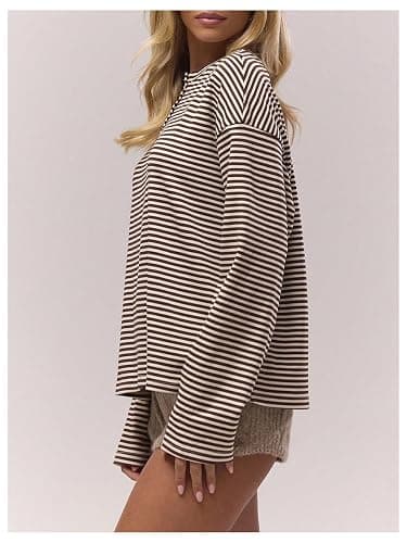 SOLY HUX Women's Striped Long Sleeve T Shirts Henley Tops Crew Neck Button Classic Tees Fall Clothes thumbnail 4