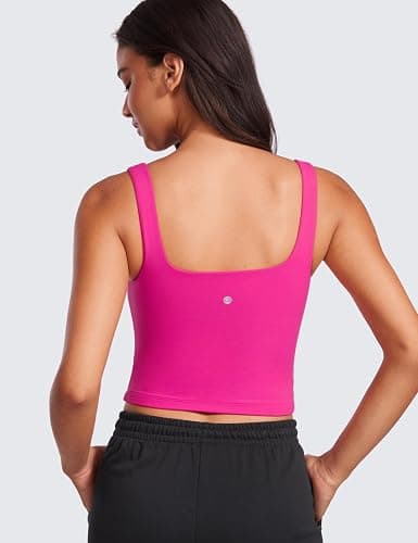 CRZ YOGA Womens Butterluxe Double Lined Square Neck Tight Tank Tops Sleeveless Workout Cropped Casual Yoga Fitted Shirts thumbnail 2