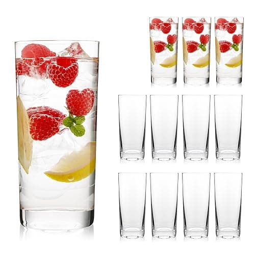 OUWO Highball Glasses Set of 12, 16oz Tall Drinking Glasses, Water Glass for Kitchen, Tom Collins Glasses, Mojito Glass Cups, Cocktail Glasses for Bar Glassware - Image 1