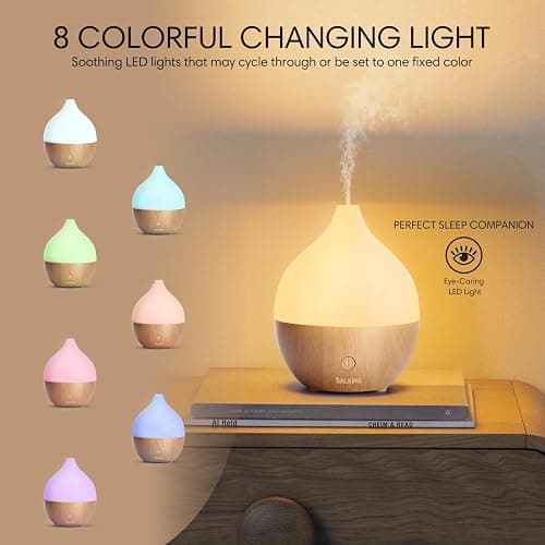 SALKING Essential Oil Diffuser, 100ml Small Aromatherapy Diffuser with Auto Shut-Off Function, Ultrasonic Diffusers for Essential Oils, Cool Mist Humidifier with Warm White Lights, for Office Home thumbnail 2