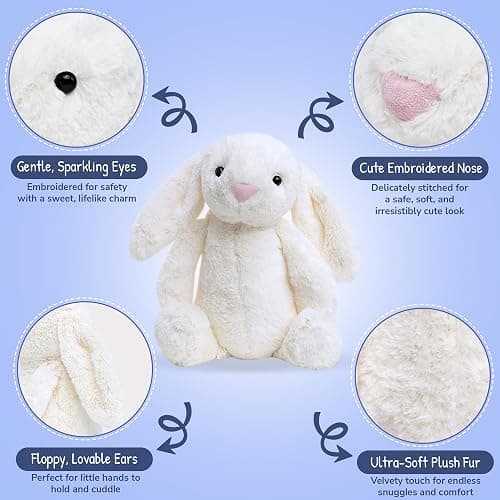 FREND White Bunny Stuffed Animal, Cute Plushies for Women and Kids, Soft Bunny and Rabbit Plush Toy Gift, Adorable Stuffed Animal for Babies and Girls thumbnail 3