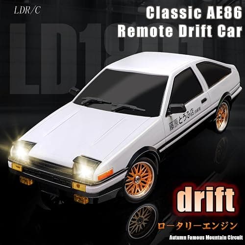 FLYCOLOR 1:18 AE86 Model LD1801 RC Drift Car 1/18 2.4G Remote Control on Road ESP Gyroscope LED Mini RC Racing Cars (White) thumbnail 2
