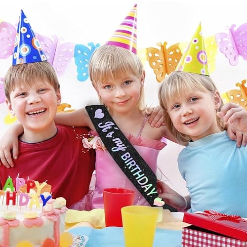 Vuzvuv It's My Birthday Birthday Sash, Glitter Birthday Sash with Foil Letters Birthday Party Decor for Women, Girls thumbnail 4