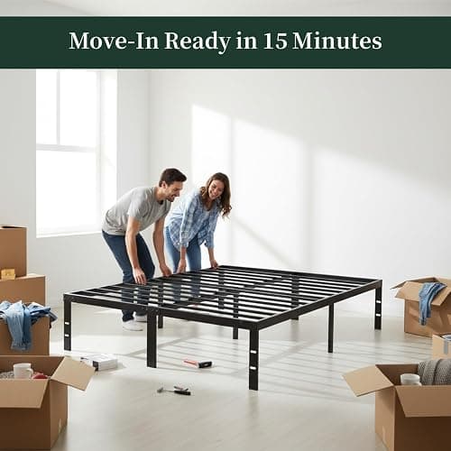 Full Size Bed Frame, 14 Inch Metal Platform Bed Frames with Heavy Duty Steel Slat Support, No Box Spring Needed, Easy Assembly, Under Bed Storage thumbnail 8