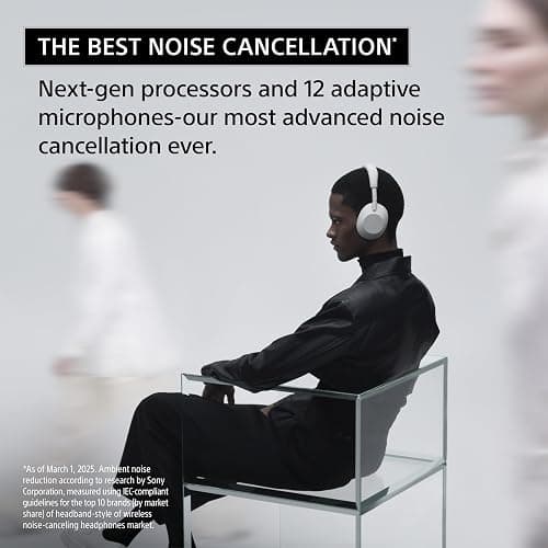 Sony WH-1000XM6 The Best Noise Canceling Wireless Headphones, HD NC Processor QN3, 12 Microphones, Adaptive NC Optimizer, Mastered by Engineers, Studio-Quality, 30-Hour Battery, Black thumbnail 3