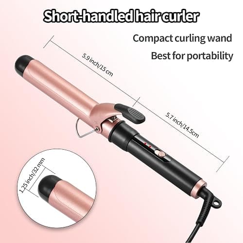 Curling Iron 1.25 inch, Haglater Hair Curler Quick Heating Curling Wand for Long Hair, Ceramic Barrel Curling Tongs with 2 Temperature thumbnail 6