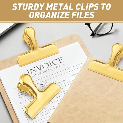 Funfery Gold Chip Clips Bag Clips Large Stainless Steel Clip for Food Storage,Air Tight Seal Chip Bag Clip 3 Inch Strong Food Clipp for Snack,Chips,Kitchen Decor,Home&Office Paper Heavy Duty-8 Pack thumbnail 7