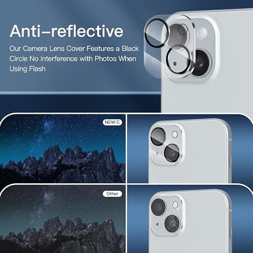 NEW'C 3X Privacy for iPhone 15 Screen Protector (6.1 inches)+ 3X Camera Lens Protector, Sensor Protection, Case Friendly Tempered Glass Film + Dust Plug - Easy Installation Tool Included thumbnail 7