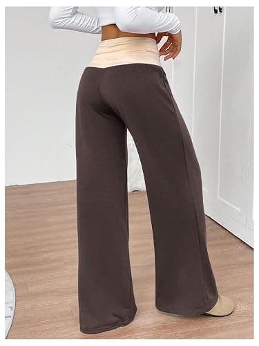 SOLY HUX Women's Sweatpants Color Block Low Rise Fold Over Waist Baggy Wide Leg Pants thumbnail 2