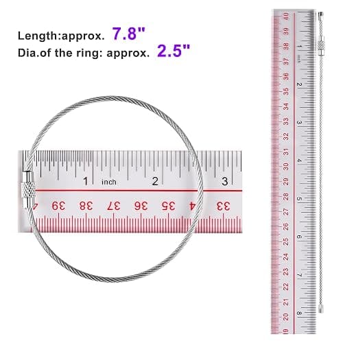 Imslery 7.8 in Steel Wire Keychain Cable,Nylon Coated Metal Key Ring,Luggage Tags Loops 2mm Twist Barrel,Silver thumbnail 2