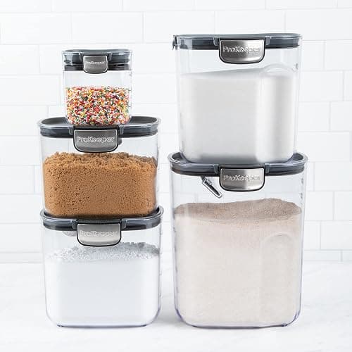 ProKeeper+ Airtight Food Storage Container Set – Clear Plastic Flour and Sugar Canister Set with Magnetic Accessories for Kitchen Organization (Grey, 9-Piece) thumbnail 5