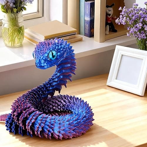 3D Printed Snake Toys - 23 Inch Flexible 3D Printed Animals for Educational Toys, Perfect Desk Pet for Animal Collectors, Must-Have Toy for Kids and Collectors, Halloween, Home Office Desk Decor thumbnail 6