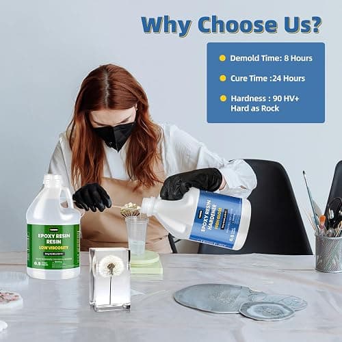 TAKIMO 1 Gallon Crystal Clear Resin Kit,No Bubble & Not Yellowing Epoxy Resin for Coating, Casting, Table Top,DIY, Bar Top, River Tables, Resin Art, Wood with High Gloss Finish thumbnail 5