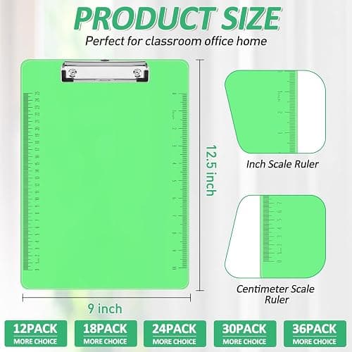 Plastic Clipboards, PANDRI 30 Pack Clear Colored Clipboards, Low Profile Clip Board 12.5 x 9 Inch Standard Letter Size, Office Supplies Classroom thumbnail 2