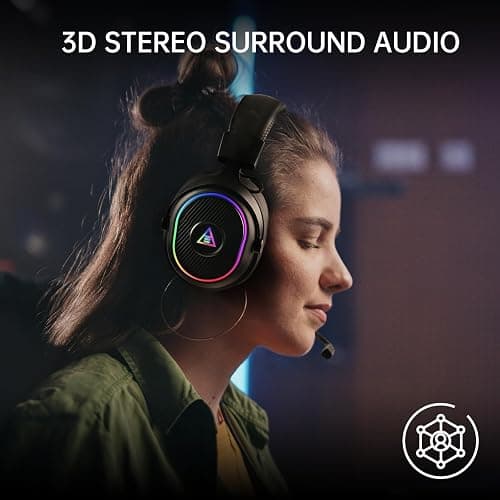 EKSA 2.4GHz Wireless Gaming Headset for PS5,PC,PS4,Switch,Mobile,Mac, Bluetooth Gaming Headphones with Microphone, RGB, 30ms Latency, 50H Battery, USB & Type-C Ultra, Wired Gaming Headset for Computer thumbnail 4