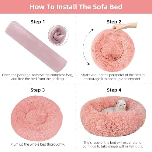 Nisrada Cat Beds for Indoor Cats,20 Inch Dog Bed for Small Melium Large Dogs, Washable-Round Pet Bed for Puppy and Kitten with Slip-Resistant Bottom thumbnail 5