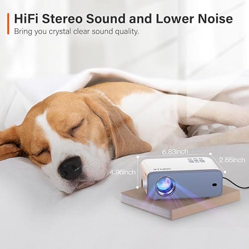 Mini Projector, VOPLLS 1080P Full HD Supported Video Projector, Portable Outdoor Home Theater Movie Projector, 50% Zoom, Compatible with HDMI, USB, AV, Smartphone/Tablet/Laptop (Small Projector) thumbnail 7