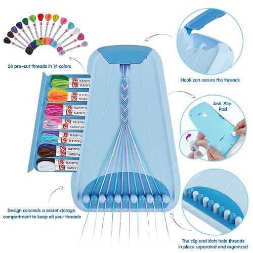 Arts and Crafts for Kids Ages 8-12,Friendship Bracelet Making Kit for Girl,Kids Jewelry Making Kit with 28 Pre-Cut Threads,Christmas Birthday Gifts for Ages 6 7 8 9 10 11 12 Year Old Light Blue thumbnail 2