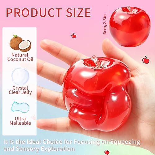 Coconut Oil Apple Squishy, Back to School Teacher Gifts for Stress Relief | Shapeable No Rebound Red Apple Squishy, Apple Squishy, Back To School Gifts, Teacher Appreciation Gifts,Unique Thank You Gift thumbnail 2