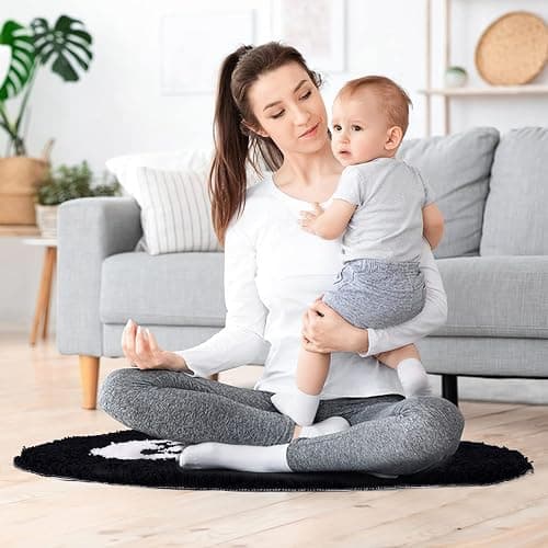 8 Ball Rug - 32 inch Black Round Carpet Billiard Pool 8 Ball Carpet, Non-Slip Flocking Floor Bath Mat for Living Room Decor, Alt Room Decor Soft Y2K Rug Hypebeast Doormat for Bedroom thumbnail 2