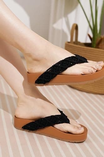 Project Cloud Womens Sandals – Comfortable Crochet Flip Flops for Women with Memory Foam Insole – Lightweight Fashion Sandals for Women 2025 – Womens Flip Flops for Summer (Hammock) thumbnail 2