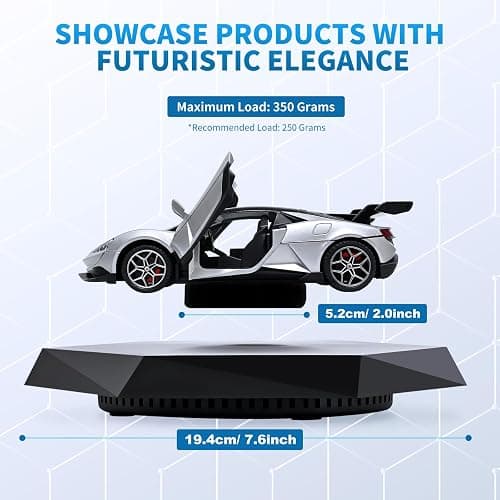 LeviOiia Levitating display stand, Magnetic levitation for collectibles and car models, Floating display for toys and figures, Hovering platform, Maglev rotating levitator and holder thumbnail 2