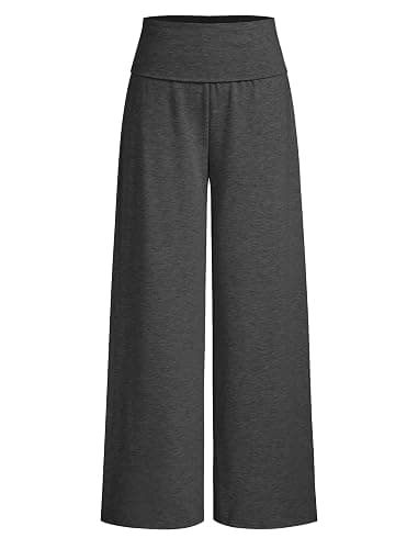 ZAFUL Women's Striped Pants Fold Waist Wide Leg Pants Lounge Pajama Pants | PJ Bottoms, Lounge & Casual, Cozy Lightweight Comfy Stretchy Loose Trousers, Loose Fit, Casual Daily Home Wear thumbnail 6