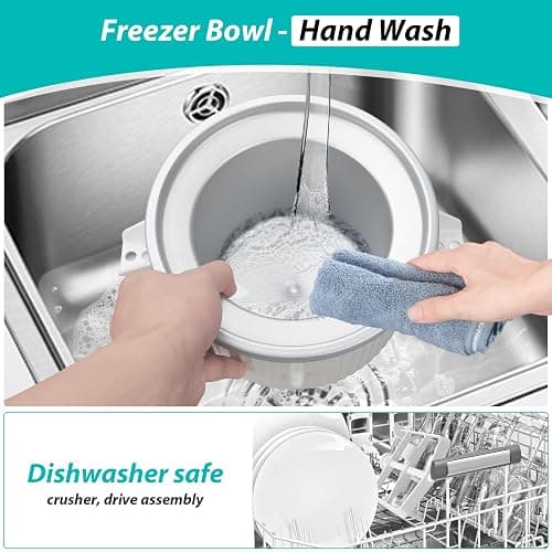 Ice Cream Maker Attachment for KitchenAid Stand Mixer, Ice Cream Bowl Compatible with 4.5Qt and Larger Stand Mixers, Ice Cream & Sorbet Gelato Maker Attachment, 2 Quart, White thumbnail 6