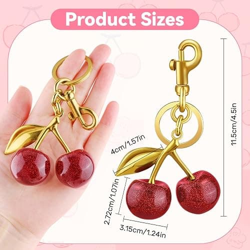 Cherry Bag Charm Cute Cherry Purse Charms Strawberry Keychain Best Gifts thumbnail 2