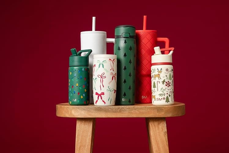 Simple Modern Voyager Signature | Christmas Travel Coffee Mug Tumbler with 360° Lid | Ceramic-Lined Insulated Stainless Steel Cup | Holiday Gifts for Women Men Her Him | 16oz | Ribbon Wonderland thumbnail 4