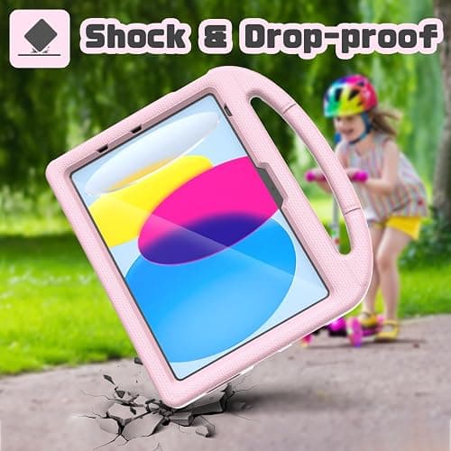 YIHE Kids Case for iPad (A16) 11th Generation 11 Inch 2025 & iPad 10th Generation 10.9 inch 2022, with Built-in Screen Protector and Stable Stand, Full Body Shockproof Protective Cover - Light Pink thumbnail 3