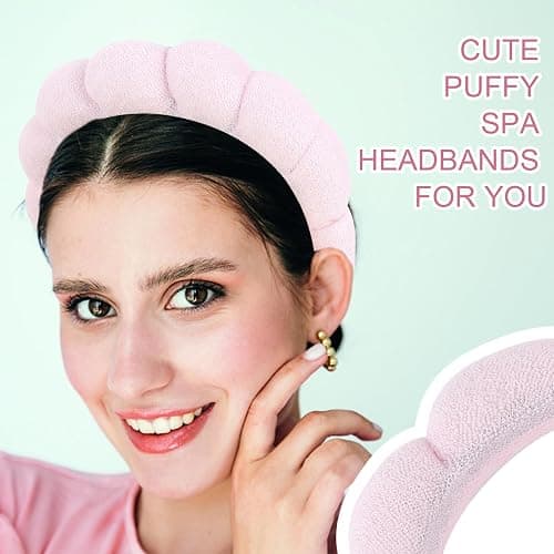 ACO-UINT 3 Pack Spa Headbands for Washing Face, Skincare & Makeup, Terry Cloth Headbands with Puffy Cloud Design, One Size Fits Most, Comfortable & Durable thumbnail 5