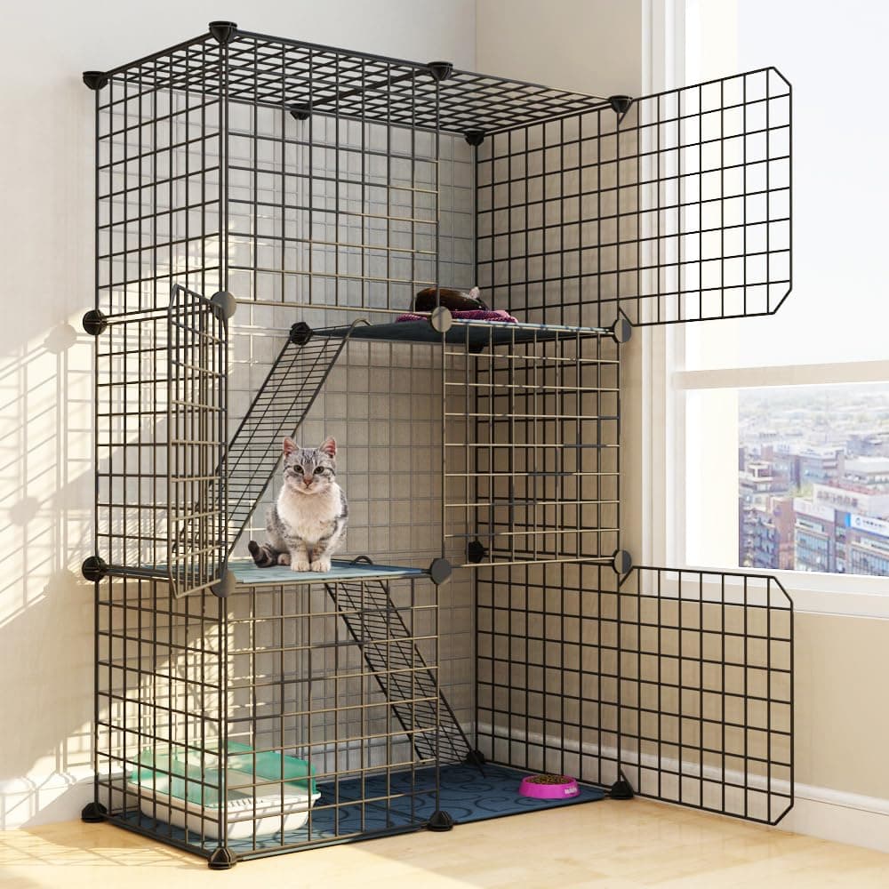 Cat Cage Indoor DIY Pet Playpen Detachable Metal Small Animal Cage Wire Ferret Cage Indoor Cat Kennels for Kitten Puppy Bunny (3 Tier) thumbnail 4