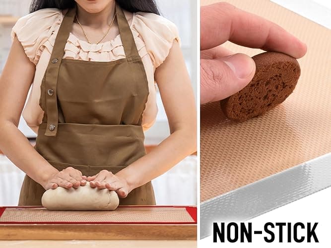 Zulay Kitchen Silicone Baking Mat Set – 2-Pack 16.5″ × 11.6″ Reusable Non-Stick Silicone Baking Sheets, Food-Safe, Heat-Resistant up to 250°F – Perfect for Cookies, Pastries & Oven Use (Dark Gray) thumbnail 3