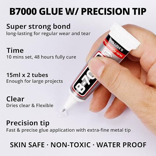 30200Pcs Metallic Gold Resin Flatback Rhinestones with b7000 Jewelry Glue Fix for Crafts Clothes Clothing Crafting Fabric Costumes, Flat Back Rhinestones Bulk, Gems Sets Bedazzle Kit 2-5mm thumbnail 5