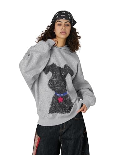 Aelfric Eden Dog Graphic Hoodie Oversized Cute Star Sweatshirt Unisex Y2k Casual Hooded Pullover thumbnail 3