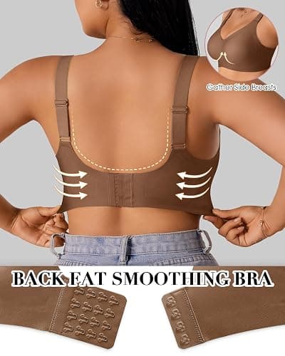 Women’s Plus Size Full Coverage Wireless Bras Supportive Wide Strap Comfort Bra for Sagging Breasts No Back Fat Minimizer Bra thumbnail 2